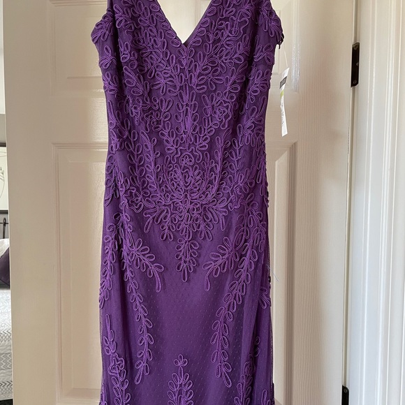 Cachet Purple Embroidered Tulle Trumpet Gown - Picture 5 of 16